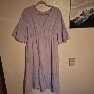 Pact Lavender V-Neck Midi Dress